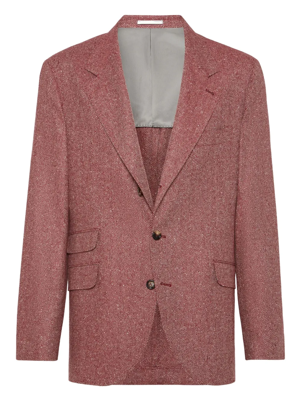Brunello Cucinelli herringbone deconstructed blazer | Red | Image 1