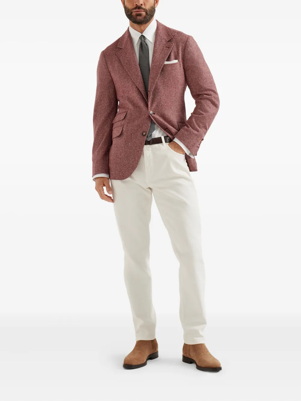 Brunello Cucinelli herringbone deconstructed blazer | Blazers | Image 2