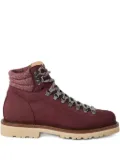 Brunello Cucinelli lace-up herringbone-detail boots - Red