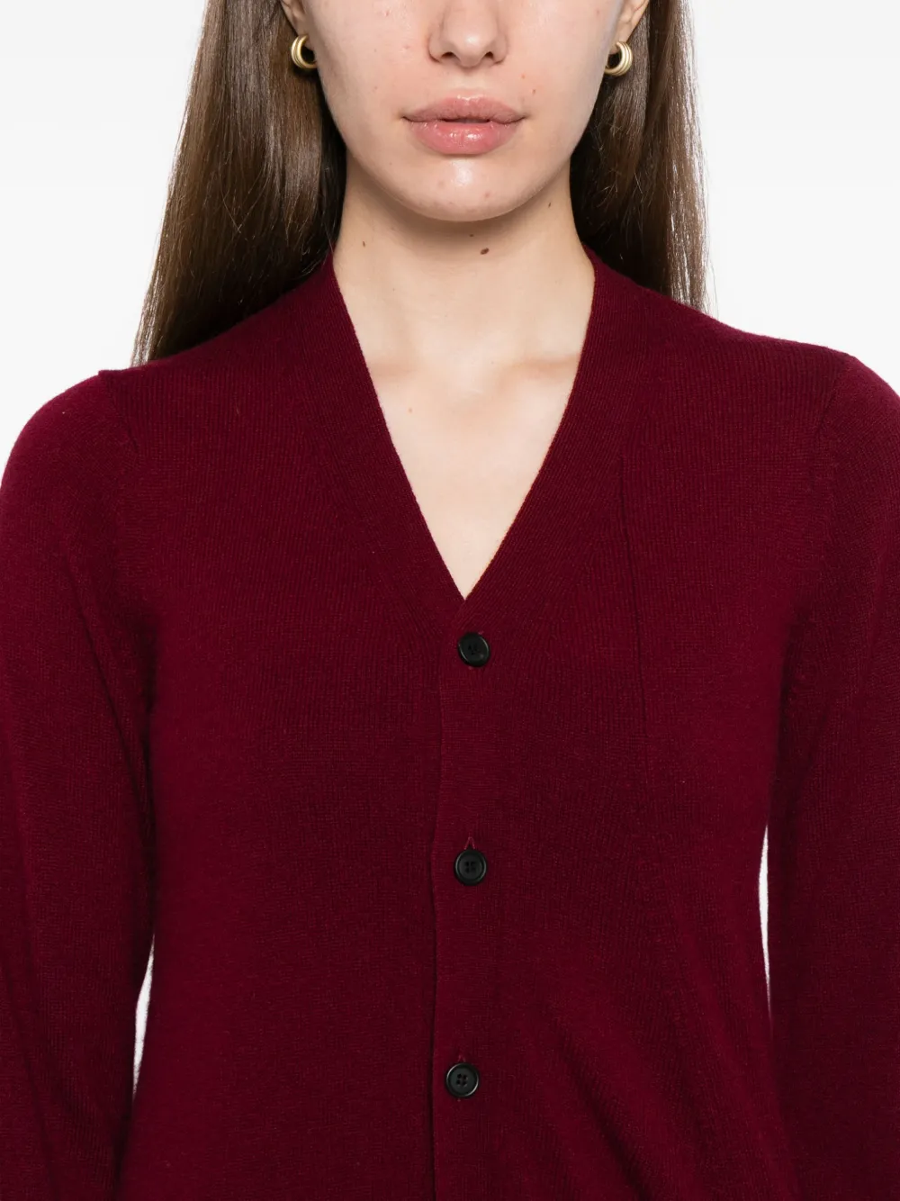 Yohji Yamamoto V-neck Long-sleeved Cardigan In Red