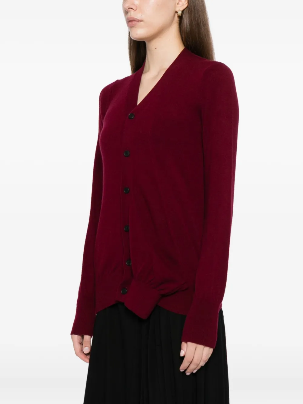 Yohji Yamamoto V-neck Long-sleeved Cardigan In Red