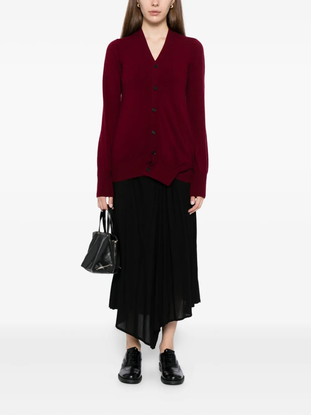 Yohji Yamamoto V-neck Long-sleeved Cardigan In Red