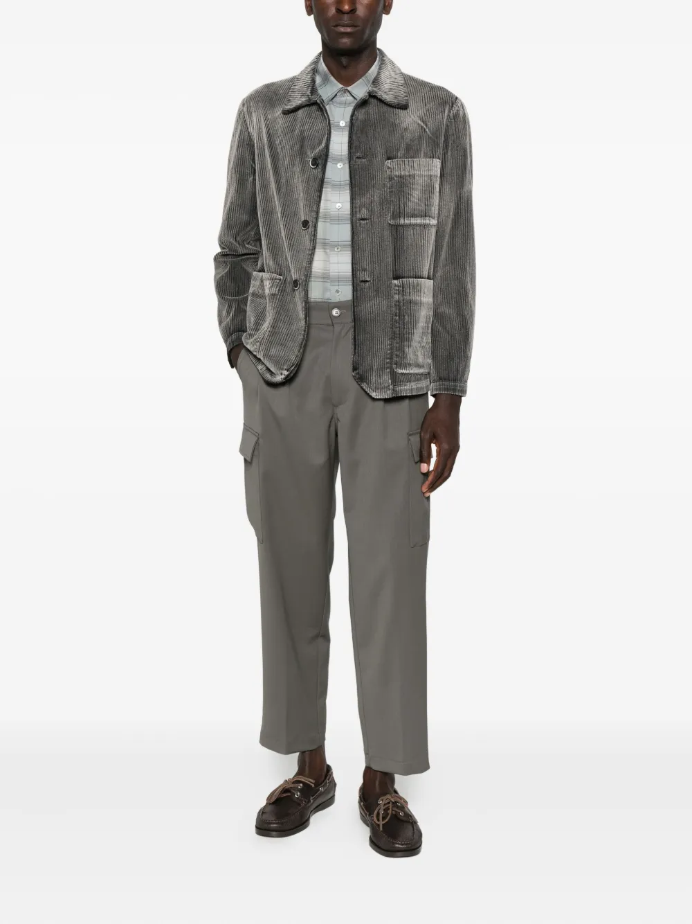 Barena Venezia Visal Osal Corduroy Pocket Overshirt In Gray