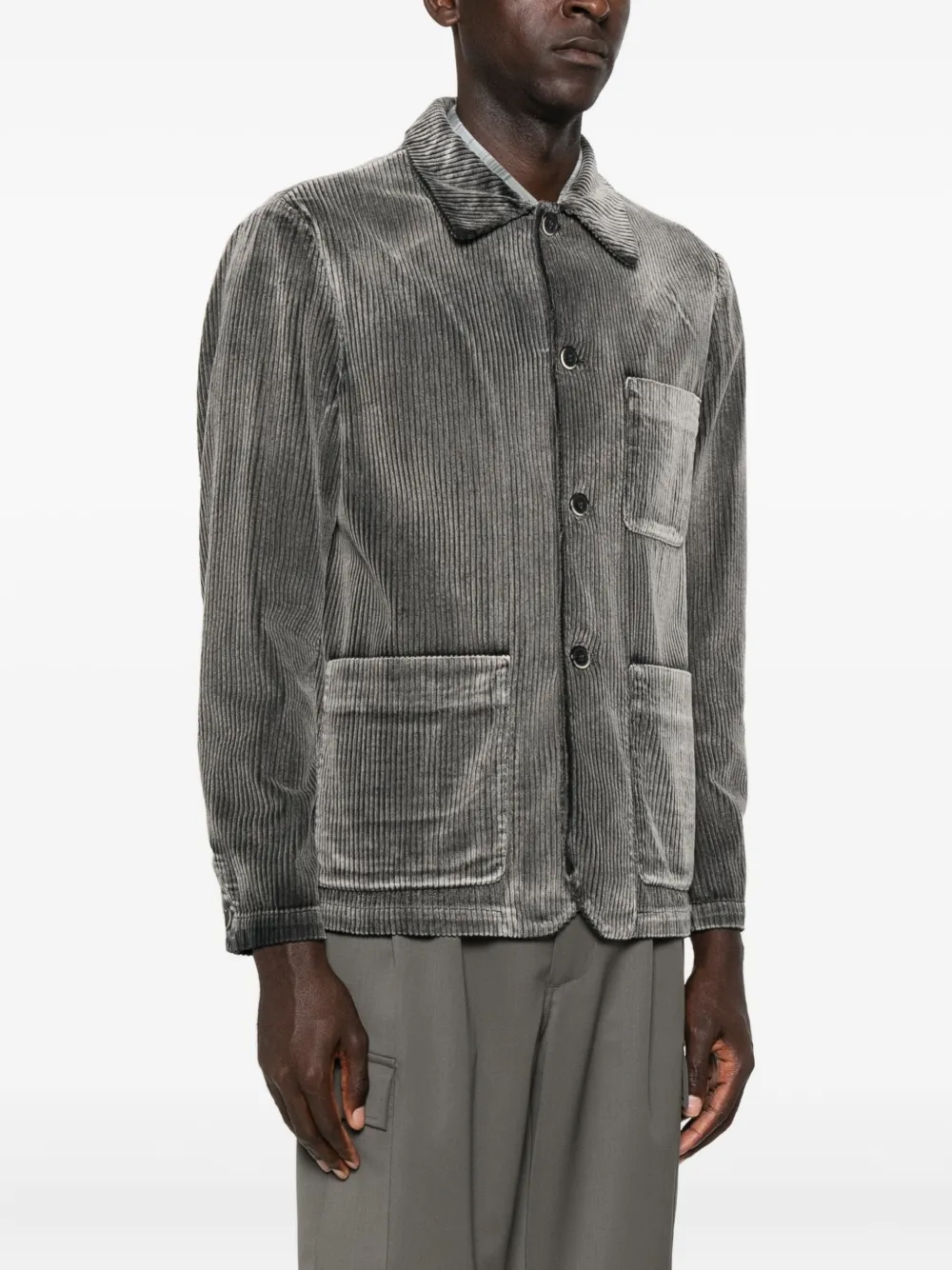 Barena Venezia Visal Osal Corduroy Pocket Overshirt In Gray