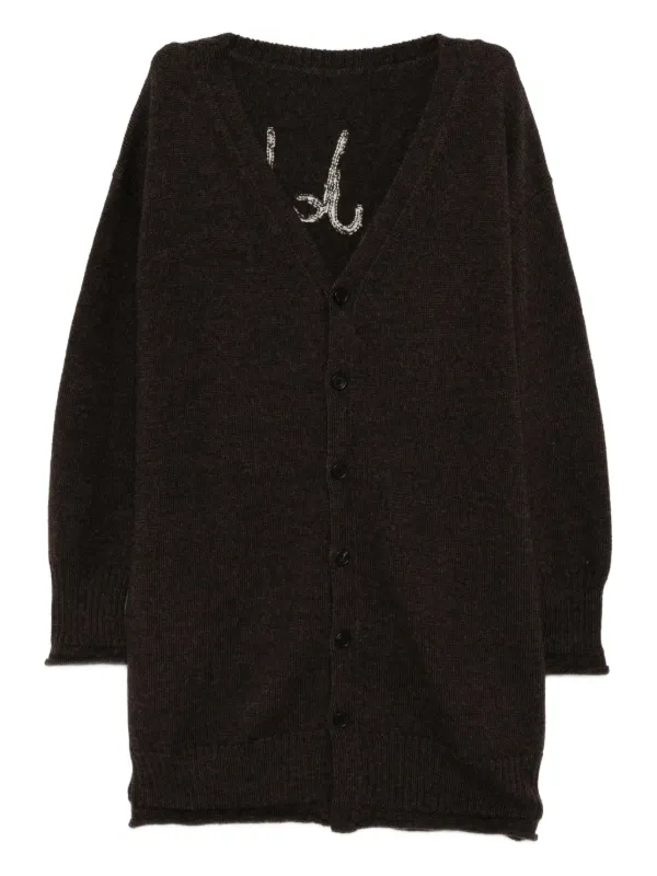 ヨージヤマモト　カーディガン Yohji Yamamoto POUR HOMME 糸ふらしロングニットカーディガン