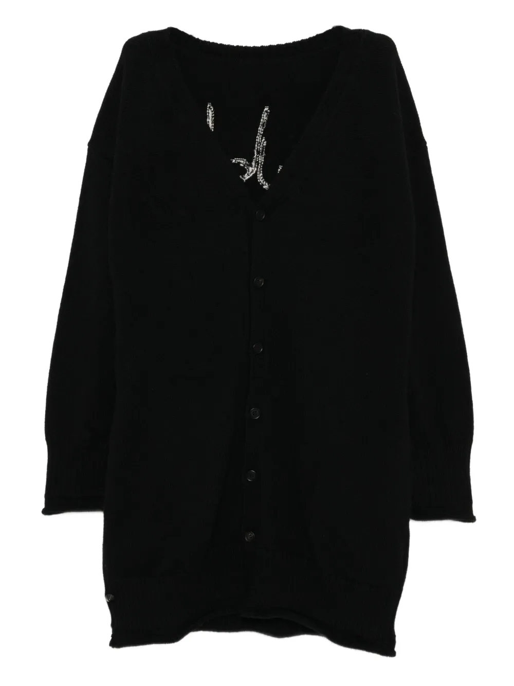 Yohji Yamamoto Intarsia-knit Cardi-coat In Black