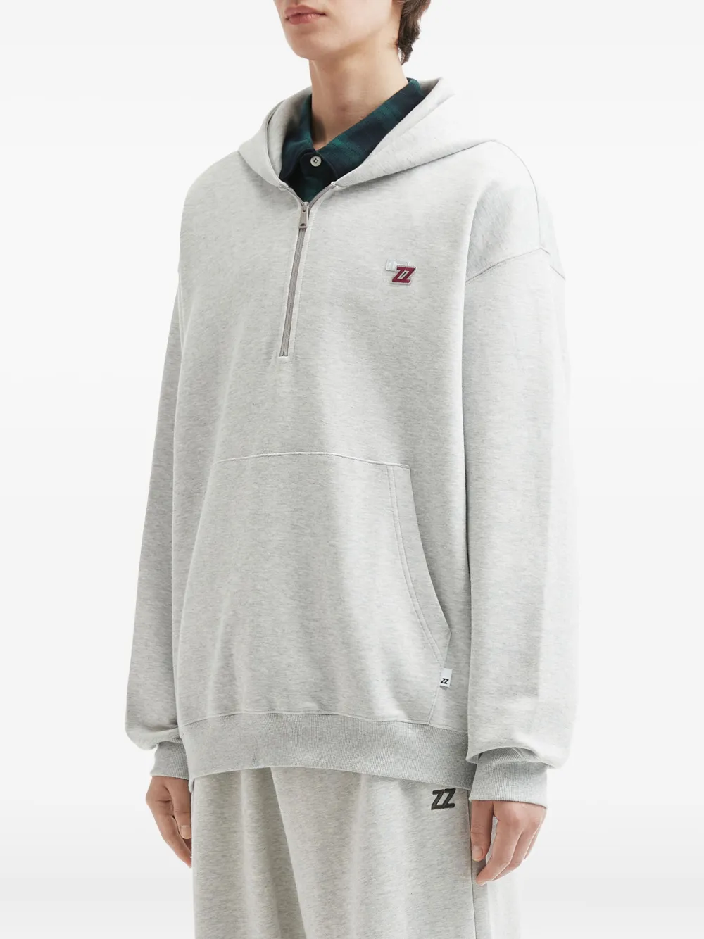 Izzue Half-zip Kangaroo-pocket Hoodie In Gray