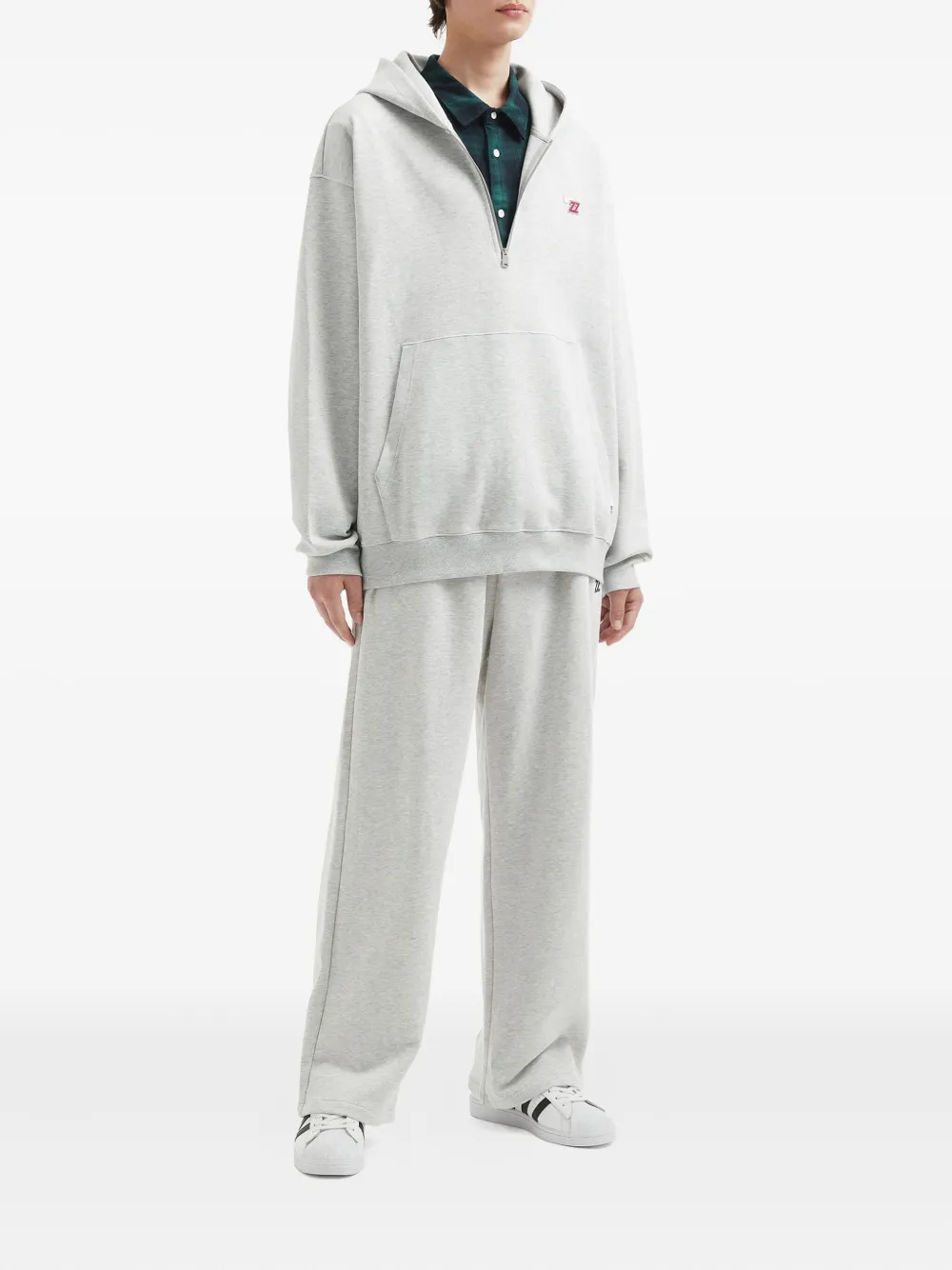 Izzue Half-zip Kangaroo-pocket Hoodie In Gray