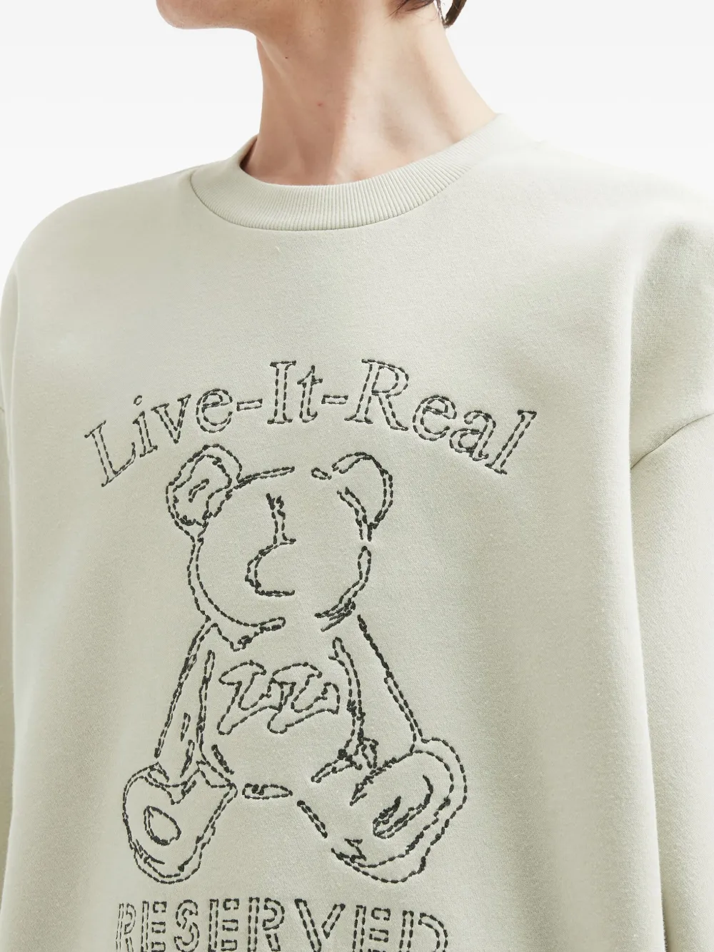 Izzue Teddy-embroidered Crew-neck Sweatshirt In Neutral