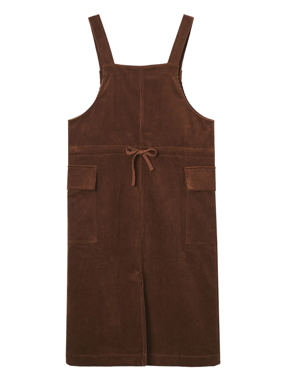 CHOCOOLATE Ribfluwelen midi-jurk met geborduurd logo - Bruin