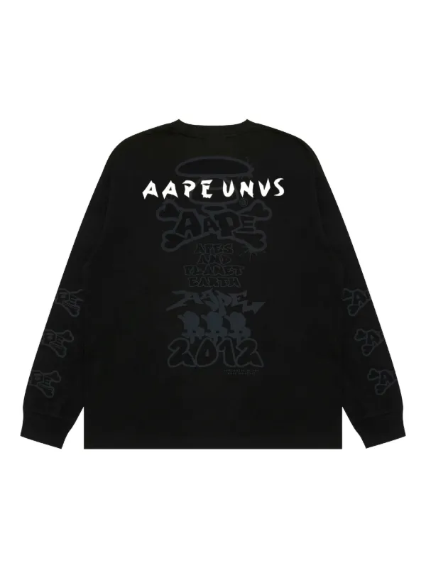 AAPE BY *A BATHING APE® logo-detail long-sleeve T-shirt | Black