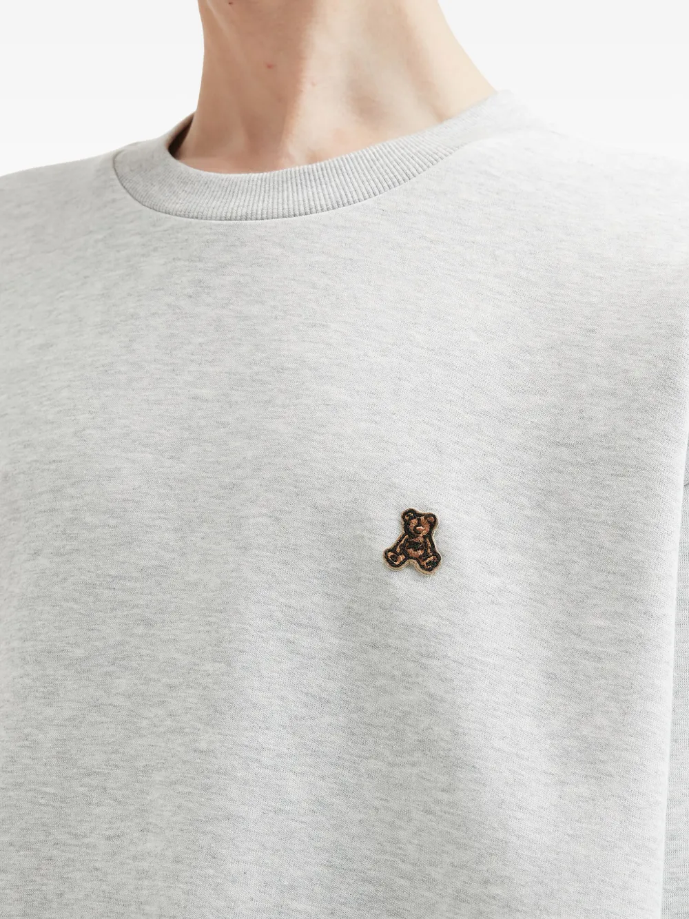 Izzue Teddy Bear-embroidered Crew-neck Sweatshirt In Gray