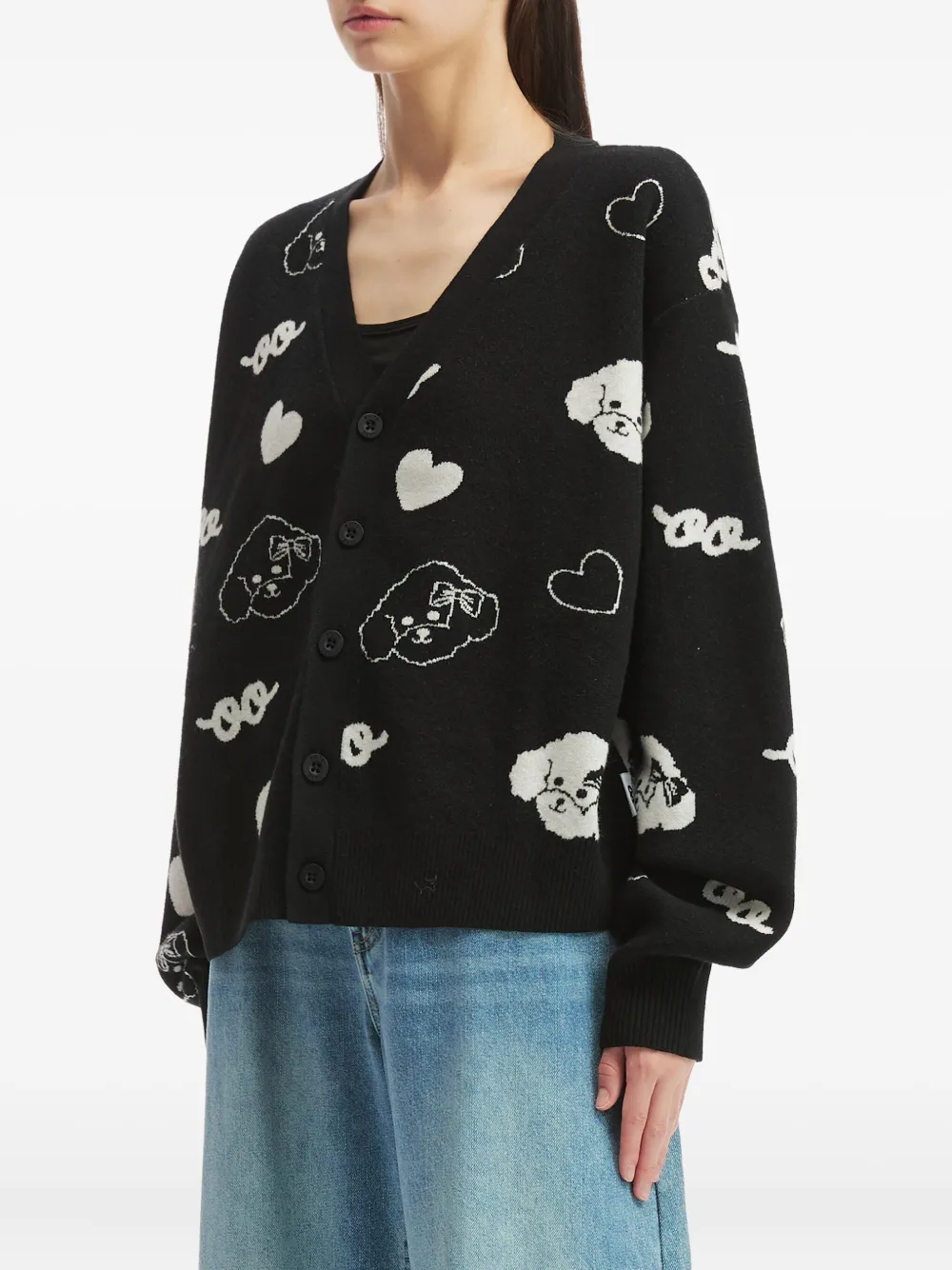 Chocoolate Button-up Cardigan In Black