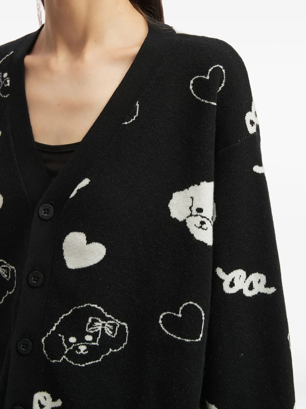 Chocoolate Button-up Cardigan In Black