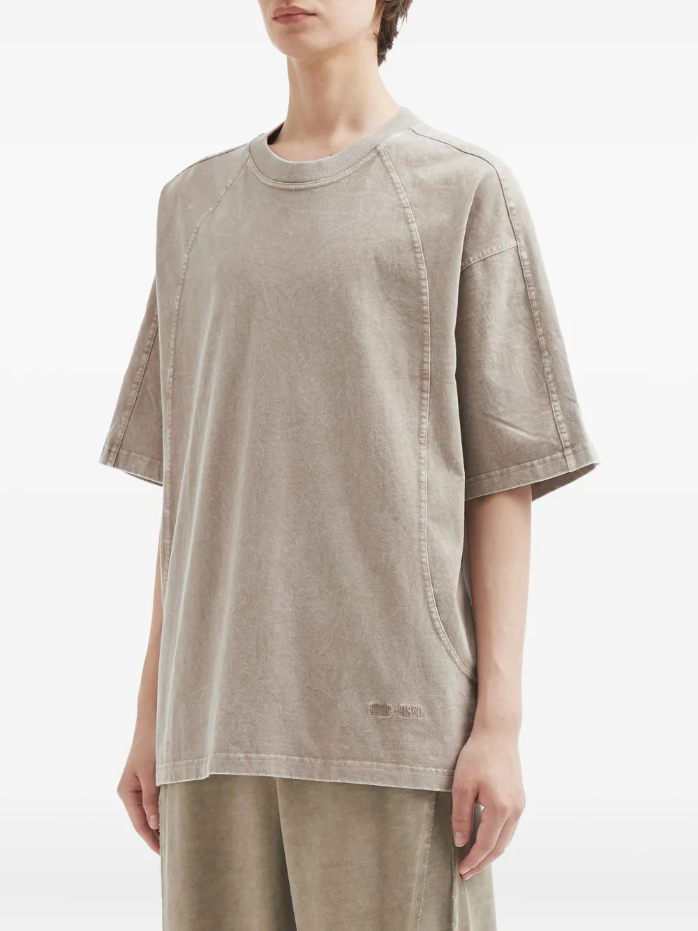 Izzue Curved-hem Cotton T-shirt In Neutral