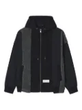FIVE CM fleece-panelled zip-up hoodie - Black