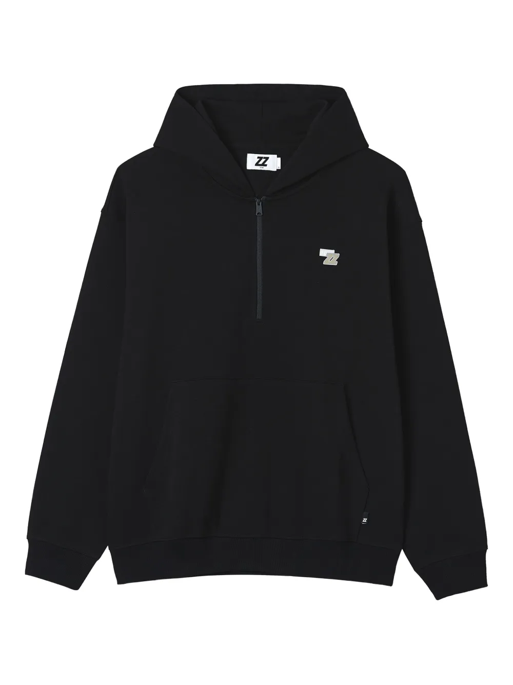 Izzue Half-zip Kangaroo-pocket Hoodie In Black