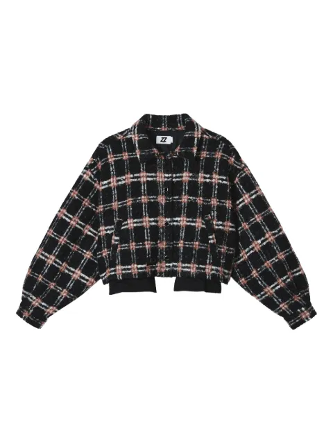 izzue checked balloon-sleeve jacket 