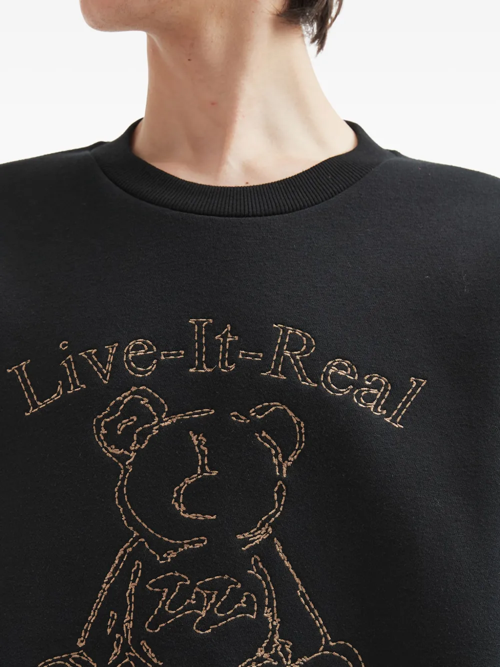Izzue Teddy Bear-embroidered Sweatshirt In Black