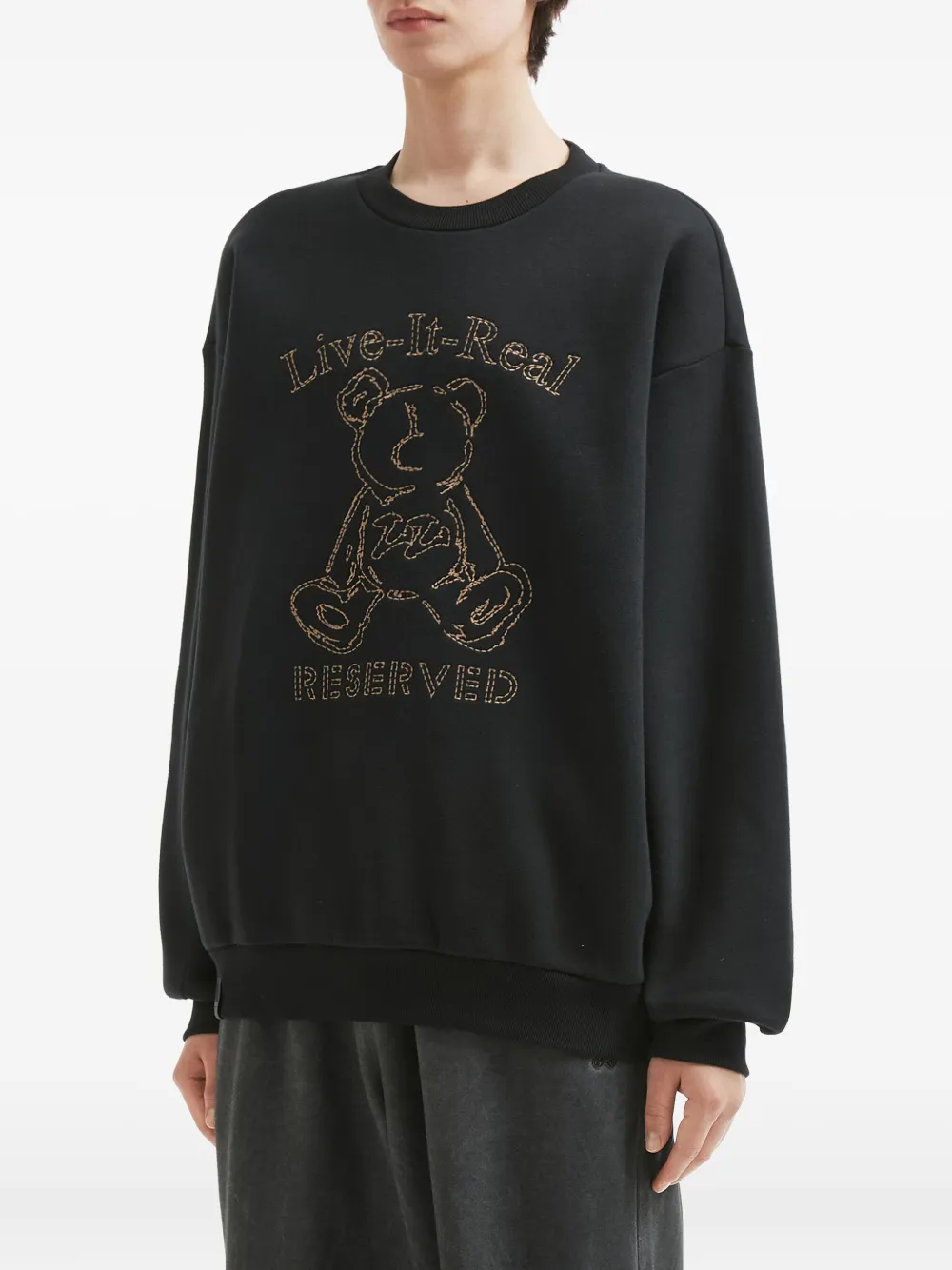 Izzue Teddy Bear-embroidered Sweatshirt In Black
