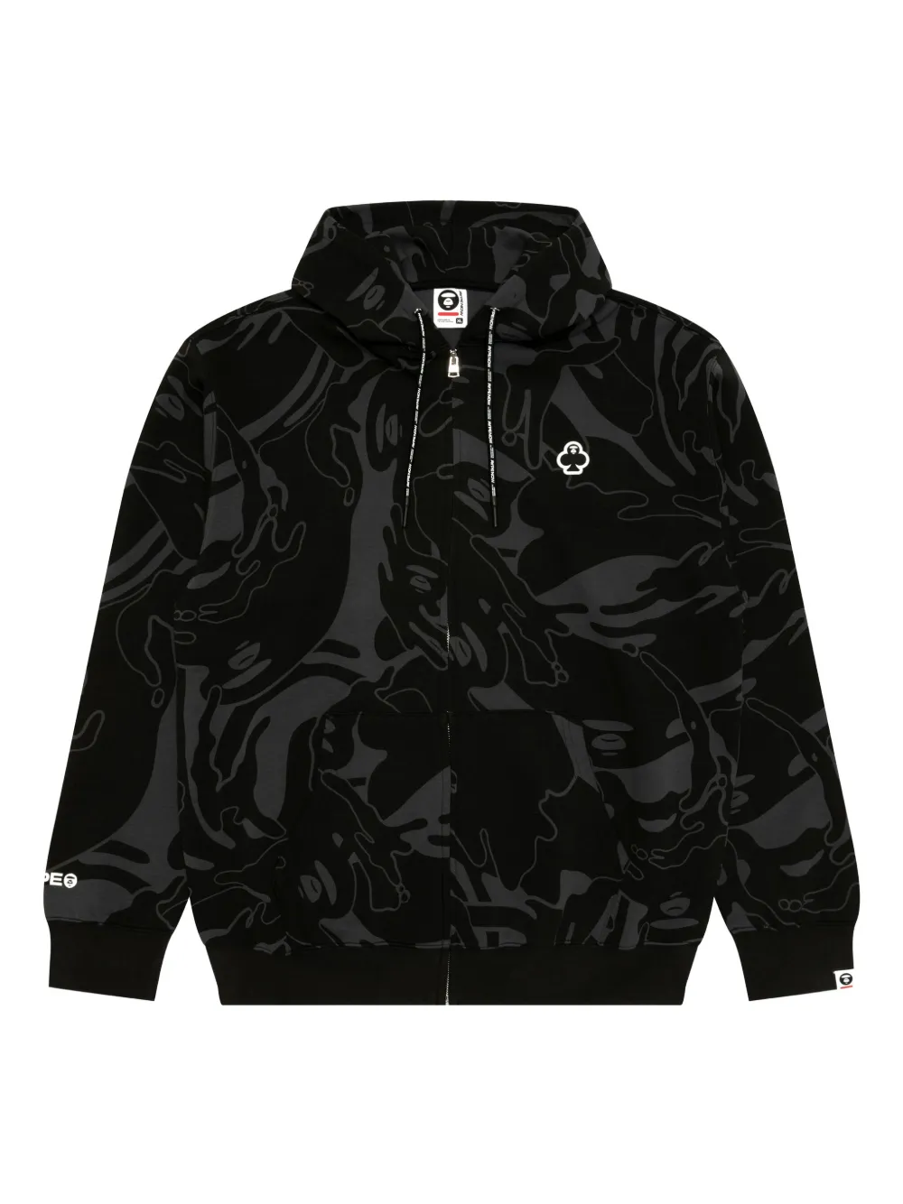 AAPE BY *A BATHING APE® abstract-print zip-up hoodie | Black | Image 1