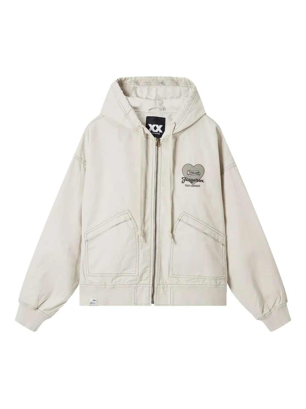 FINGERCROXX hooded embroidered jacket | Neutrals | Image 1
