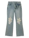 Musium Div. lace-insert frayed jeans - Blue