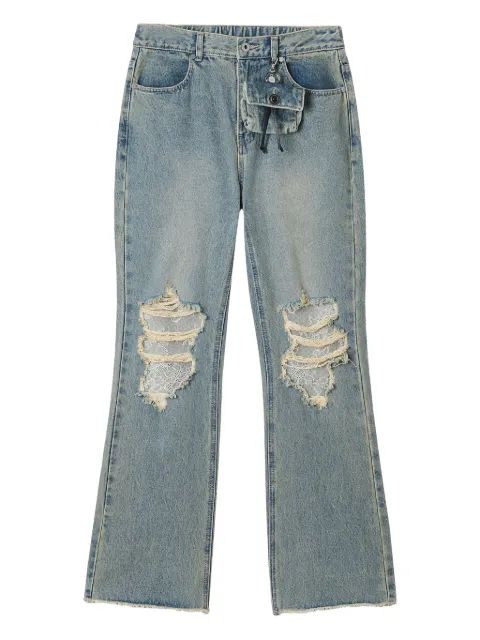 Musium Div. lace-insert frayed jeans