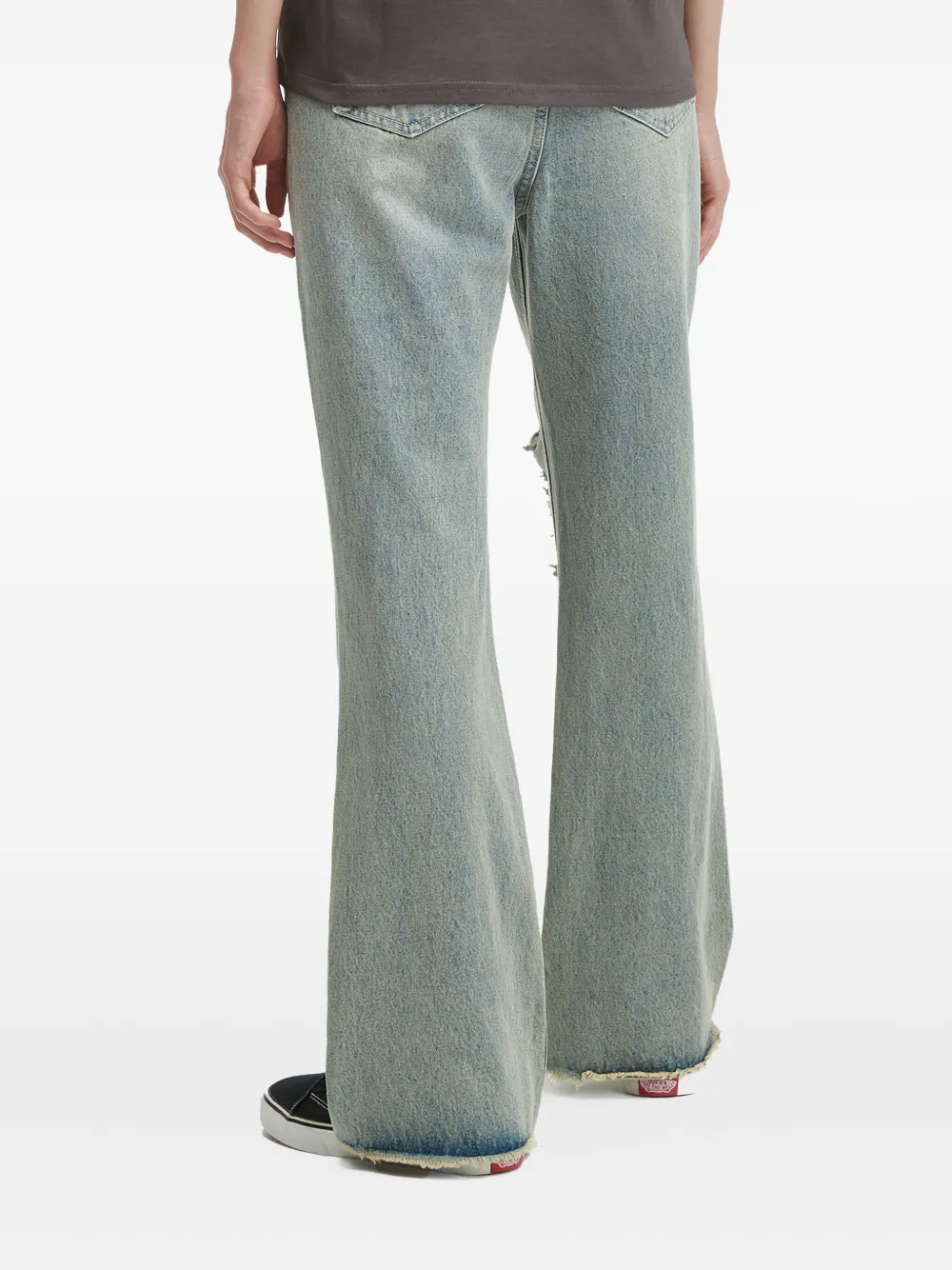 Musium Div. Lace-insert Frayed Jeans In Blue