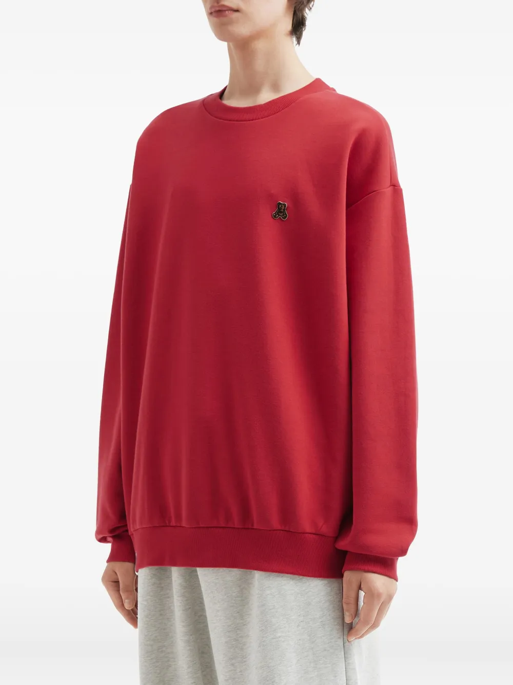 Izzue Embroidered-bear Crew-neck Sweatshirt In Red