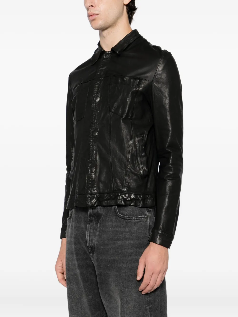 Giorgio Brato Leren jack Zwart