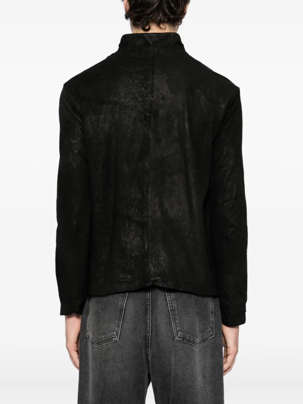 Giorgio Brato Leren bikerjack Zwart