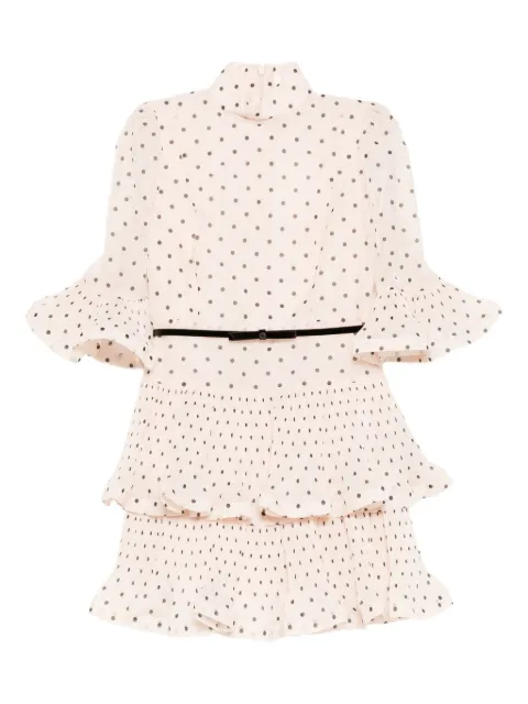 ZIMMERMANN pleated polka dot mini dress