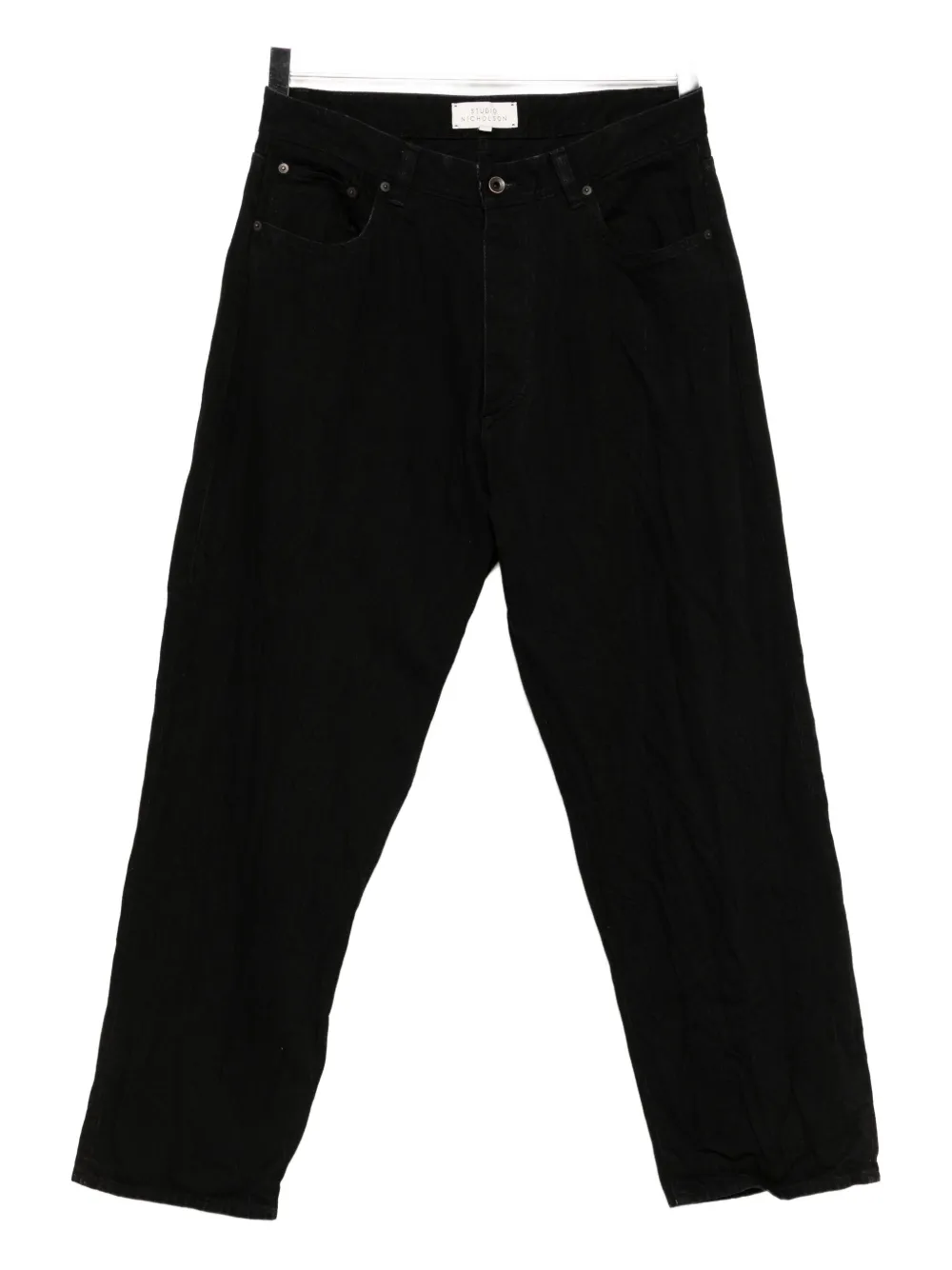 Studio Nicholson Seb Crinkle Denim Pants In Black