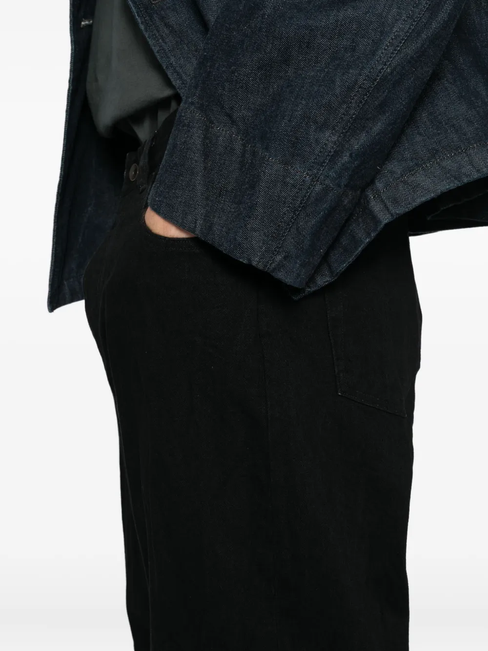 Studio Nicholson Seb Crinkle Denim Pants In Black