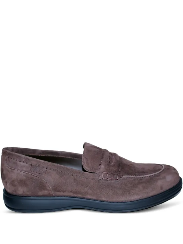 Brioni Suede Penny Loafers in Brown