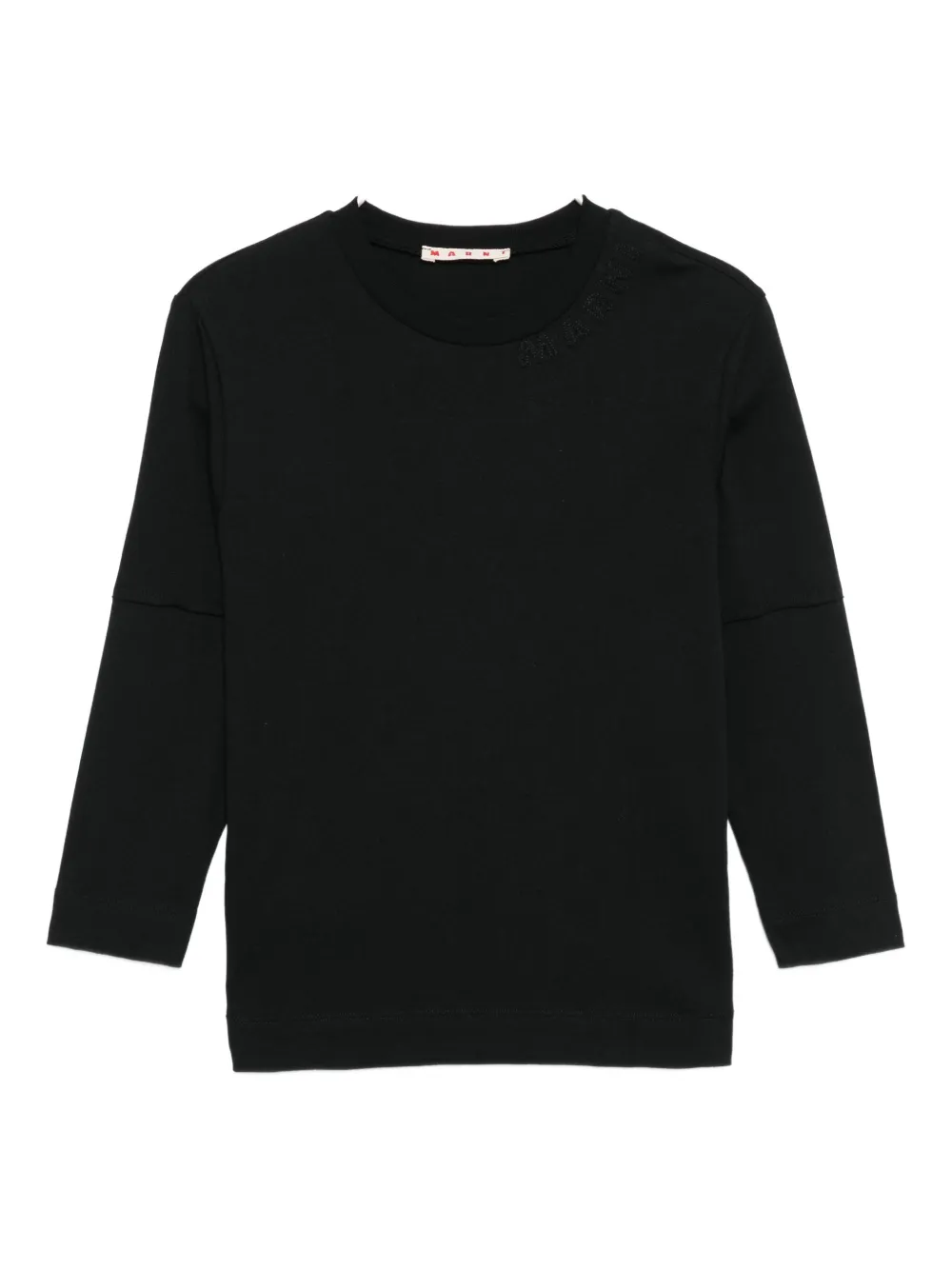 Marni Logo-embroidered T-shirt In Black