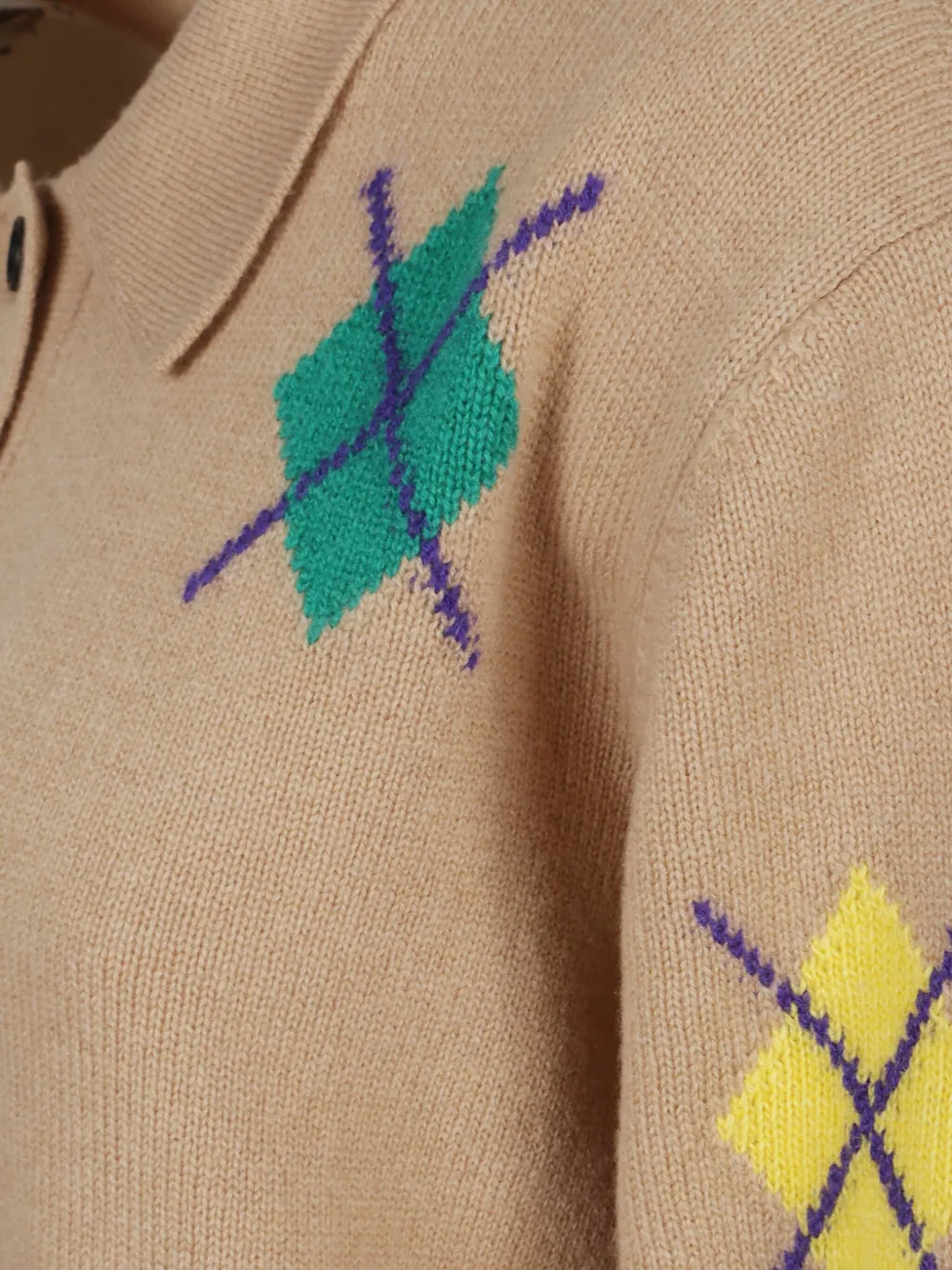 MSGM diamond-pattern polo top Beige
