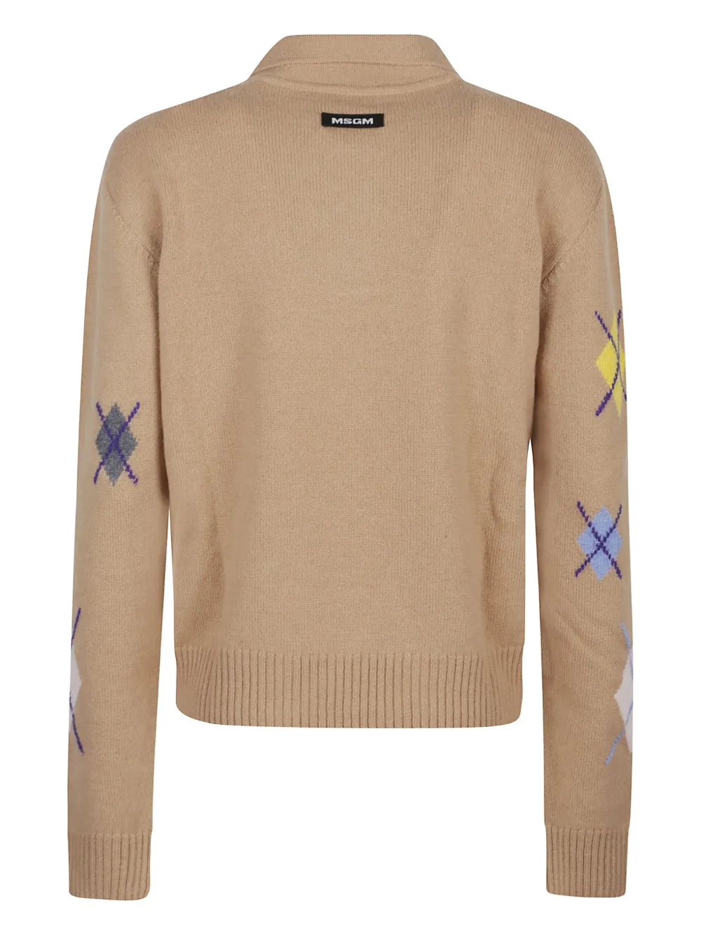 MSGM diamond-pattern polo top Beige