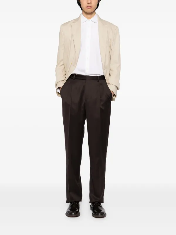 ブリオーニ（Brioni） ノープリーツウールスラックス 50 Brioni ウールパンツ | ブラウン | FARFETCH JP