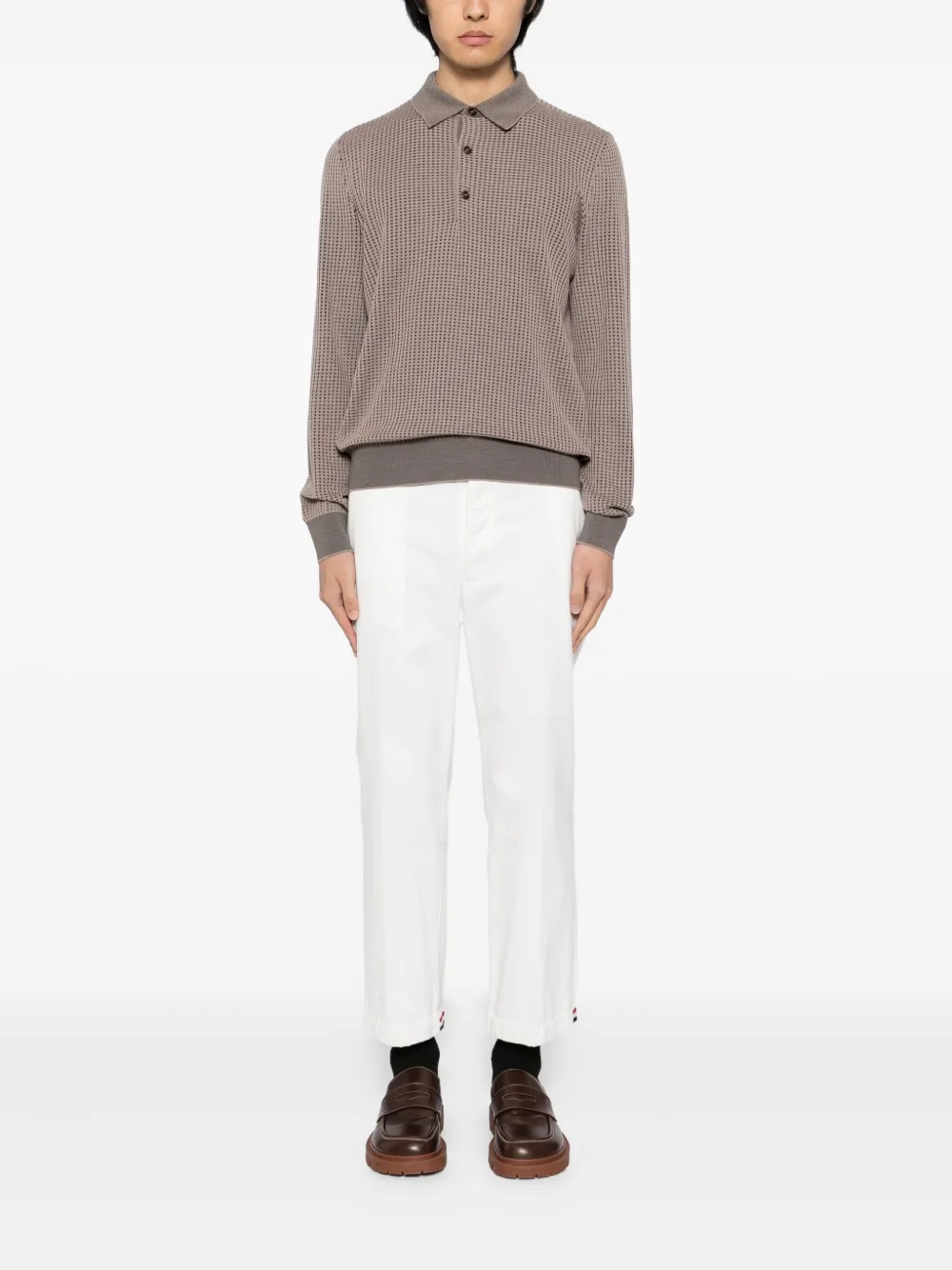 Brioni waffle-knit polo shirt - Bruin