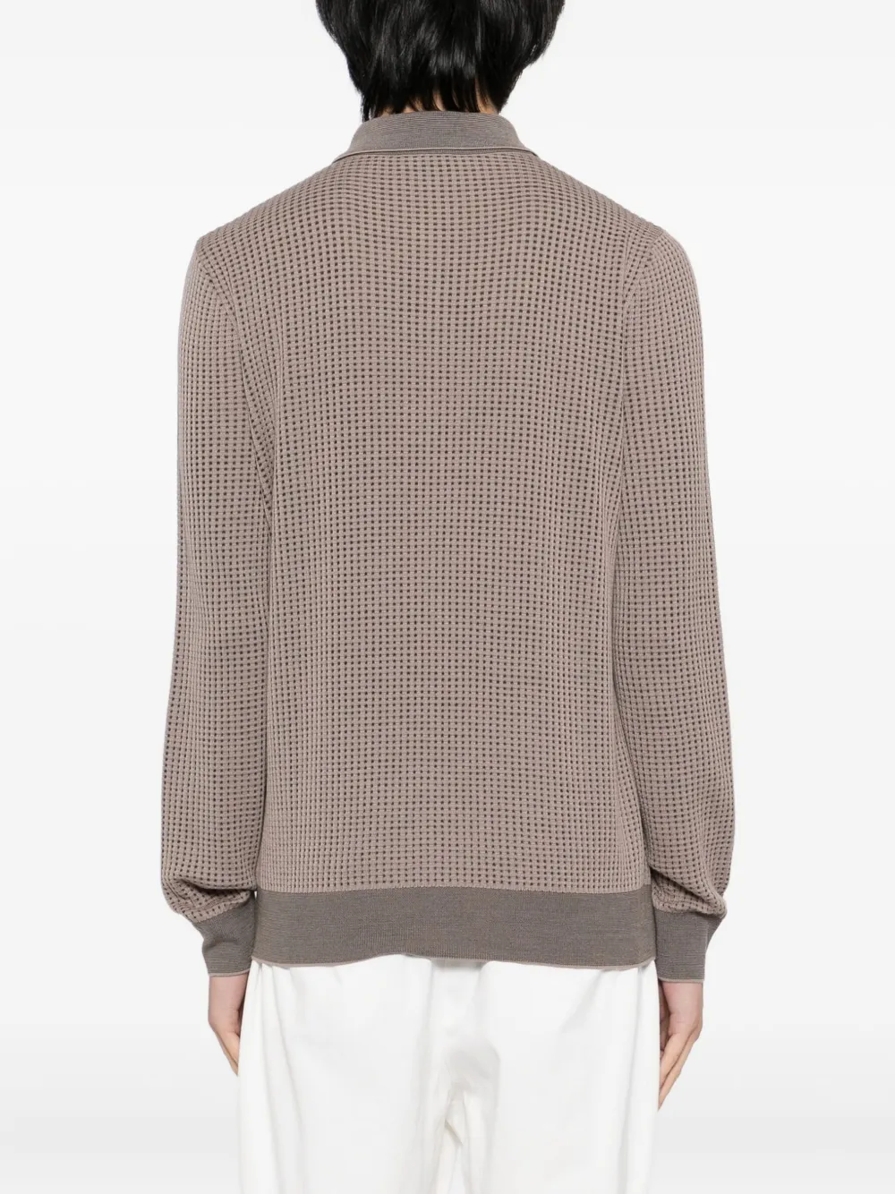 Brioni Poloshirt met wafelpatroon Bruin