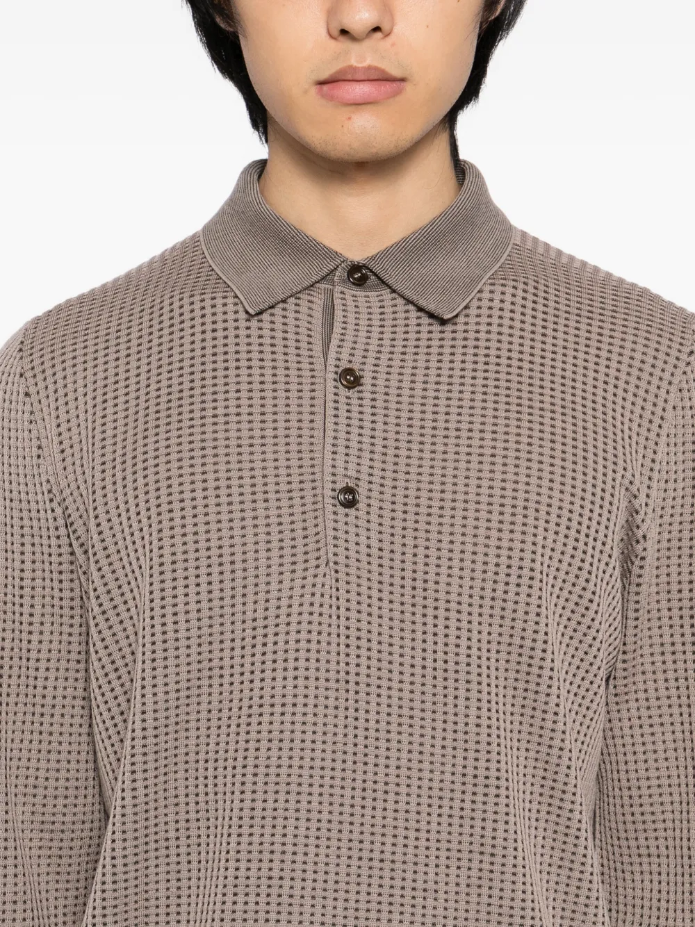 Brioni Poloshirt met wafelpatroon Bruin