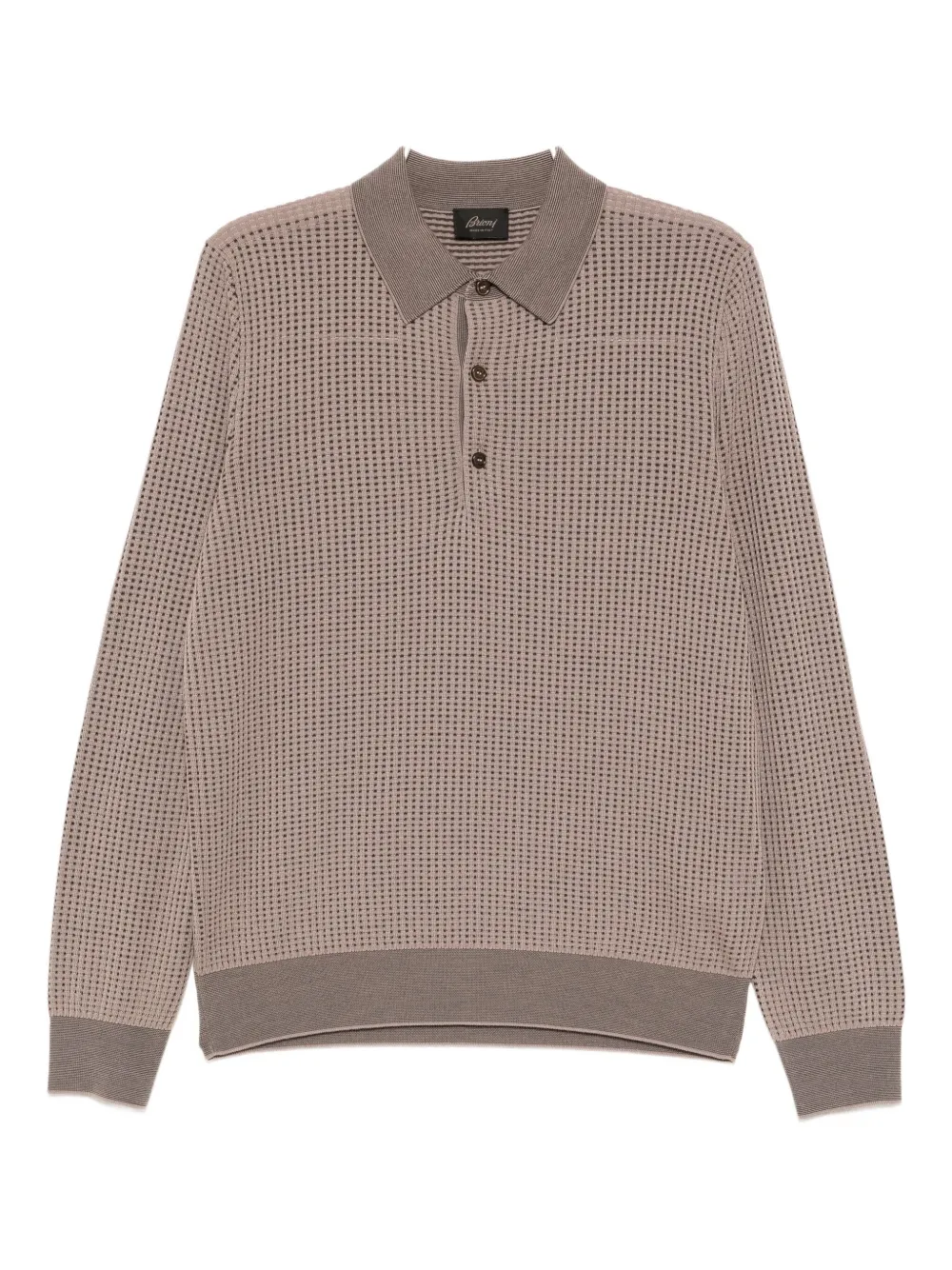 Brioni Waffle-knit Polo Shirt In Brown