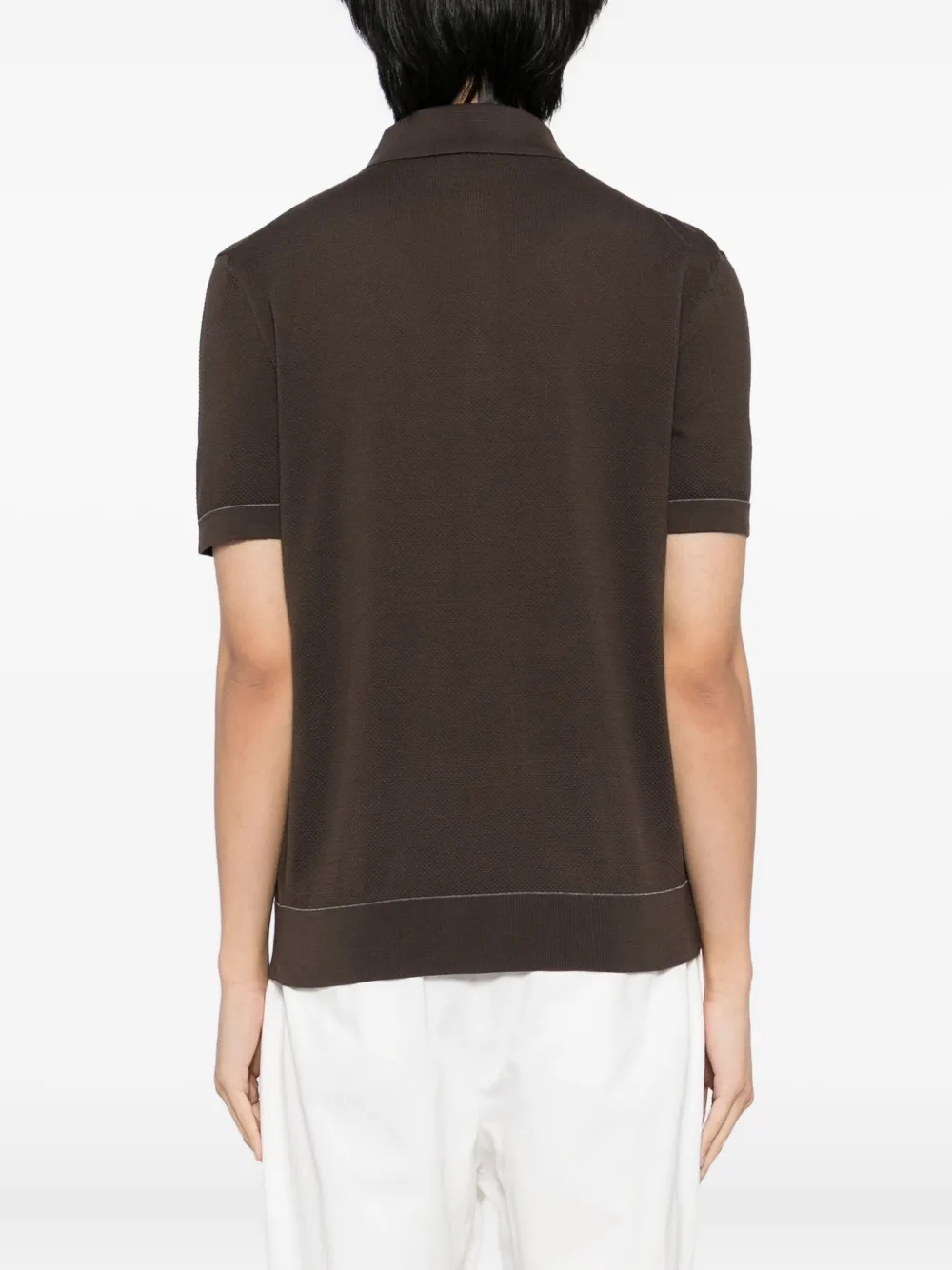 Brioni Gebreid poloshirt Bruin