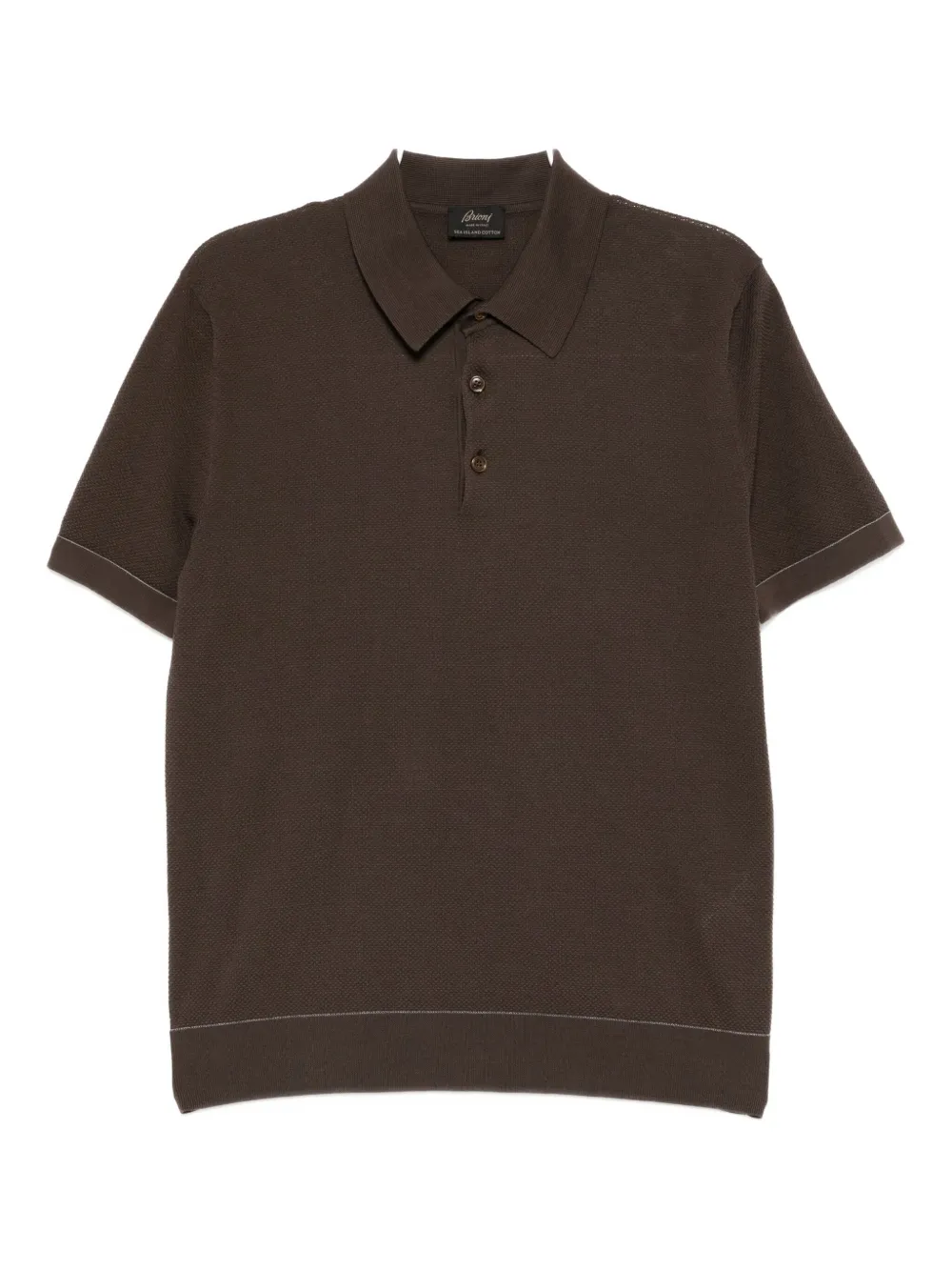 Brioni Knitted Polo Shirt In Brown