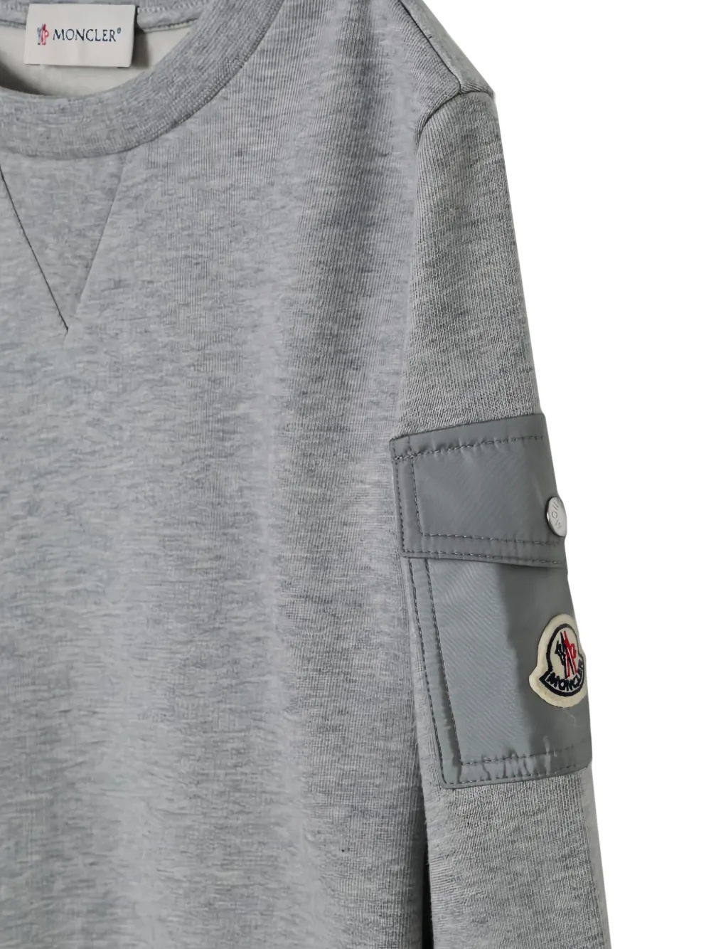 Moncler Enfant Sweater met patch en ronde hals Grijs