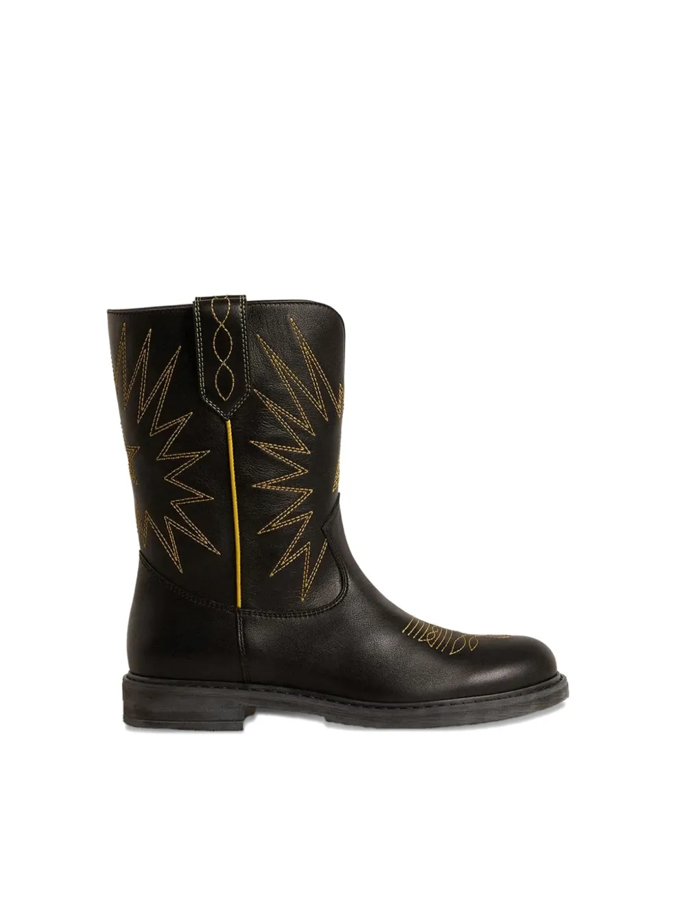 Golden Goose Embroidered Leather Boots In Black