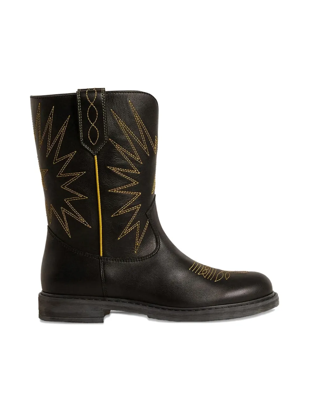 Golden Goose Embroidered Leather Boots In Black