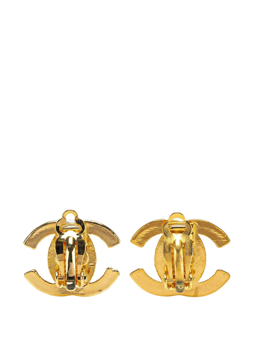 CHANEL Pre-Owned 1996 Gold Plated CC Turn Lock Clip On Earrings costume earrings | Image 2